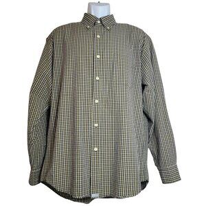 J.Crew Button Down Shirt, Men L, Blue, Yellow & White Check, Long Sleeve, EUC